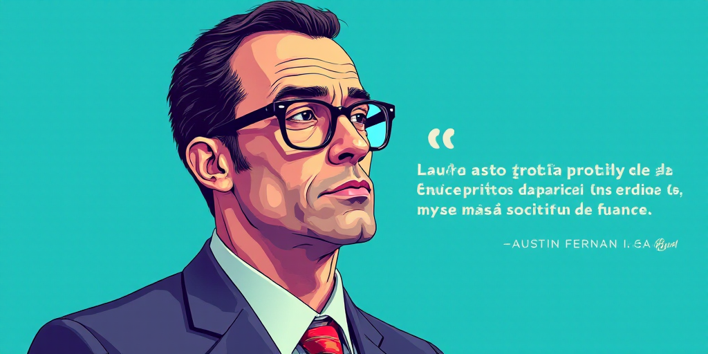 a man in a suit and glasses with a blue background and a quote from the author, fausto prettiin mund