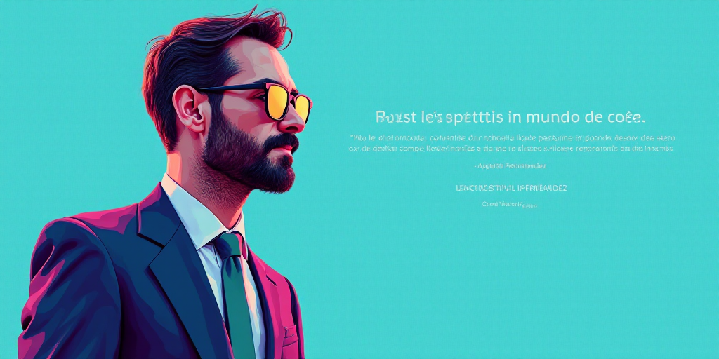 a man in a suit and glasses with a blue background and a quote from the author, fausto prettiin mund