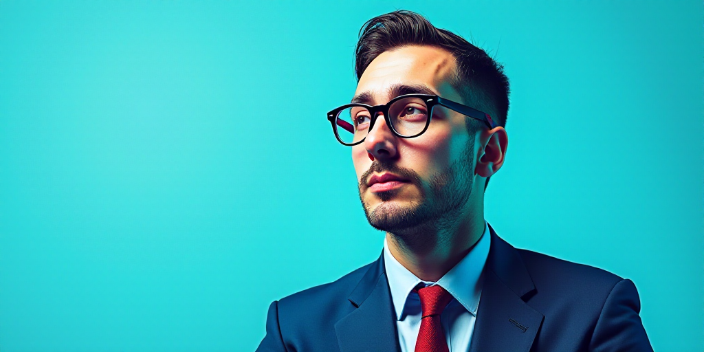 a man in a suit and glasses with a blue background and a quote from the author, fausto prettiin mund
