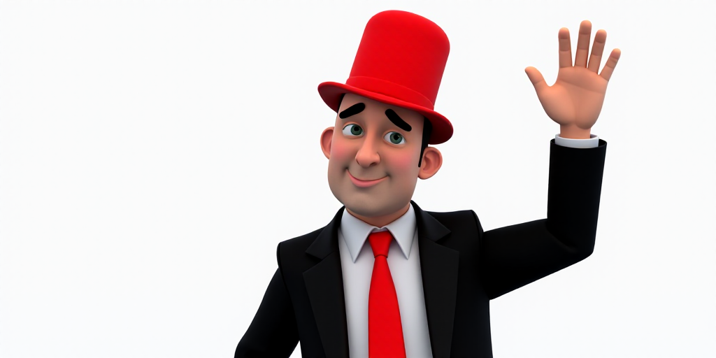 a man in a suit and red tie with a red hat on his head and his arm raised up, Donald Roller Wilson,