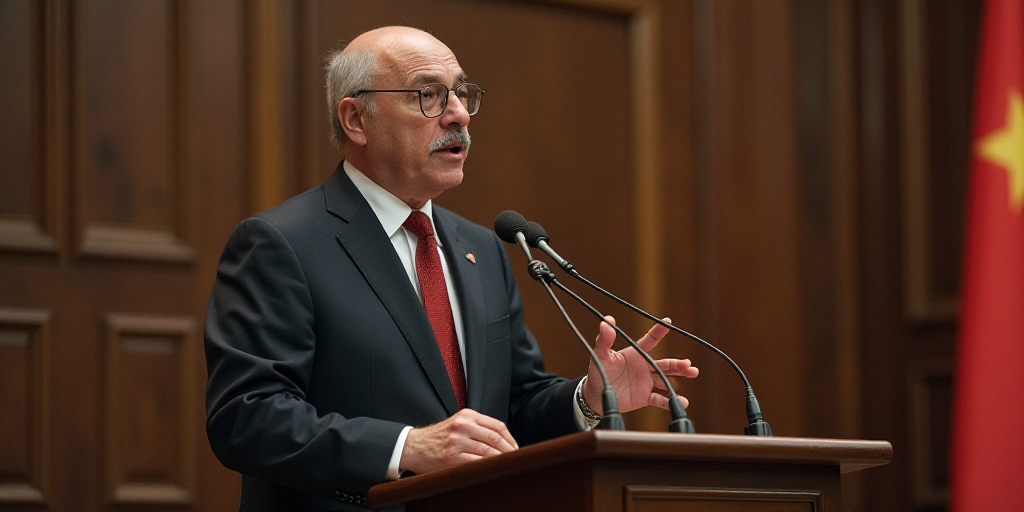 a man in a suit and tie giving a speech at a podium with a microphone in front of him, Dahlov Ipcar,