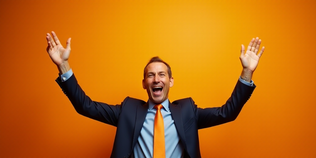 a man in a suit and tie holding his hands up in the air with his hands up in the air, Donald Roller