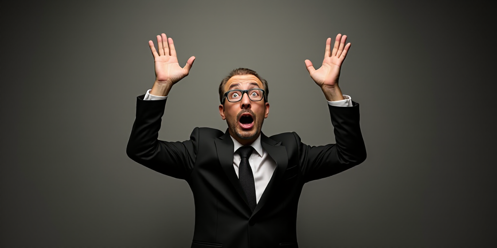 a man in a suit and tie holding his hands up in the air with his hands up in the air, Allaert van Ev