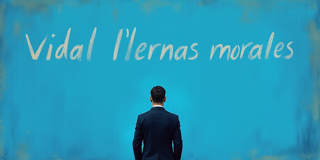 a man in a suit standing in front of a blue background with the words vidal llernas morales, Eduardo
