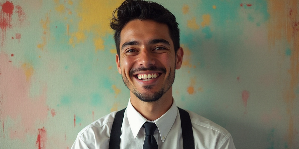 a man in a tie is smiling for the camera with a caption in spanish above him that reads, enrique cam