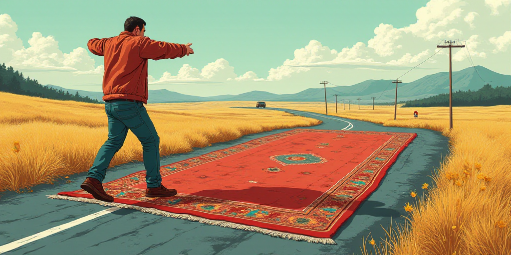 a man is pushing a giant rug on the road to get to the top of it with his arms, Edi Rama, turnaround