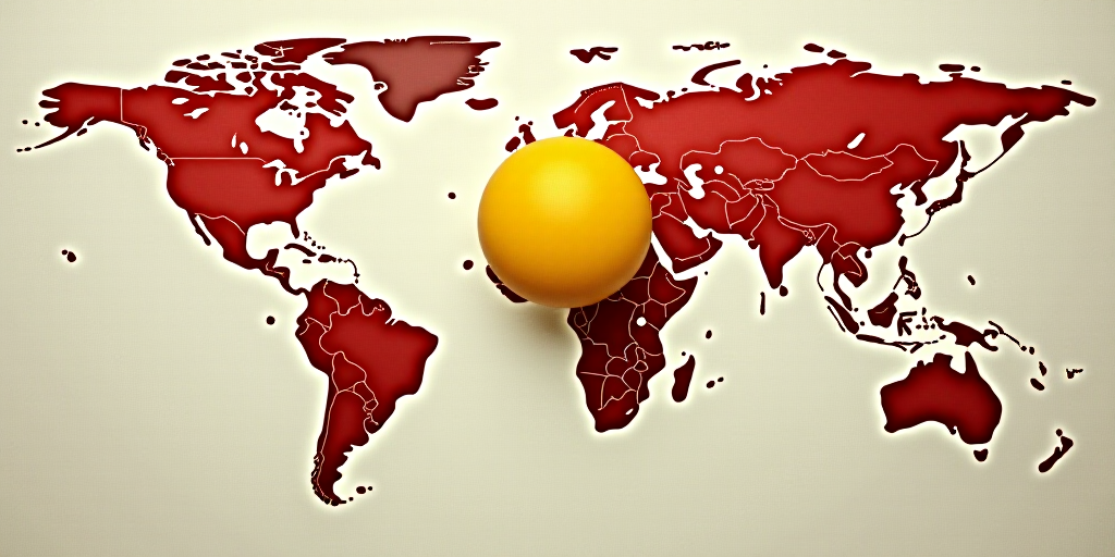 a map of the world with a red and yellow circle on it and a yellow circle on the middle of the map,