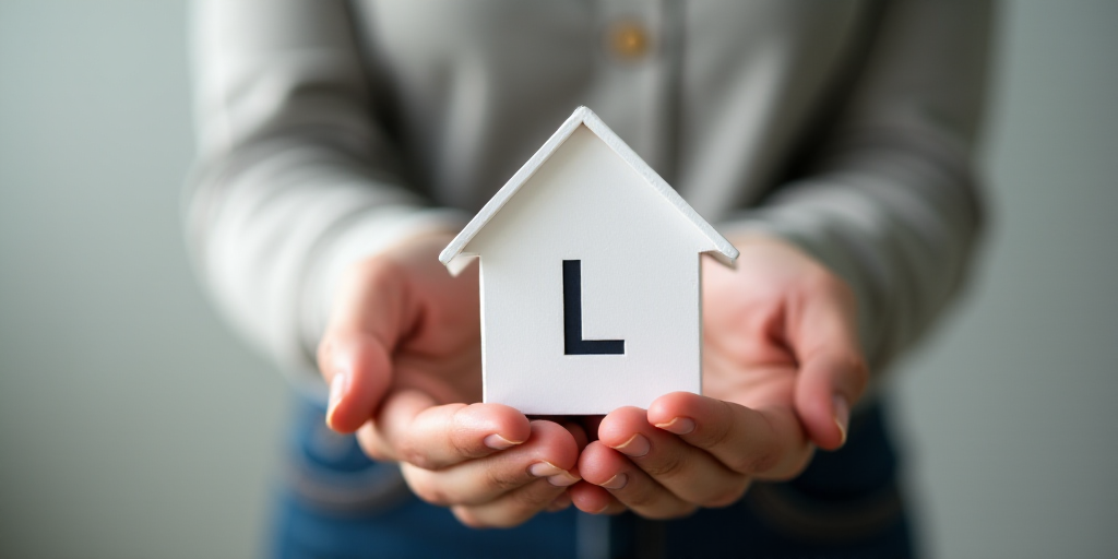 a person holding a paper house with a logo on it and two hands holding a paper house with a logo on