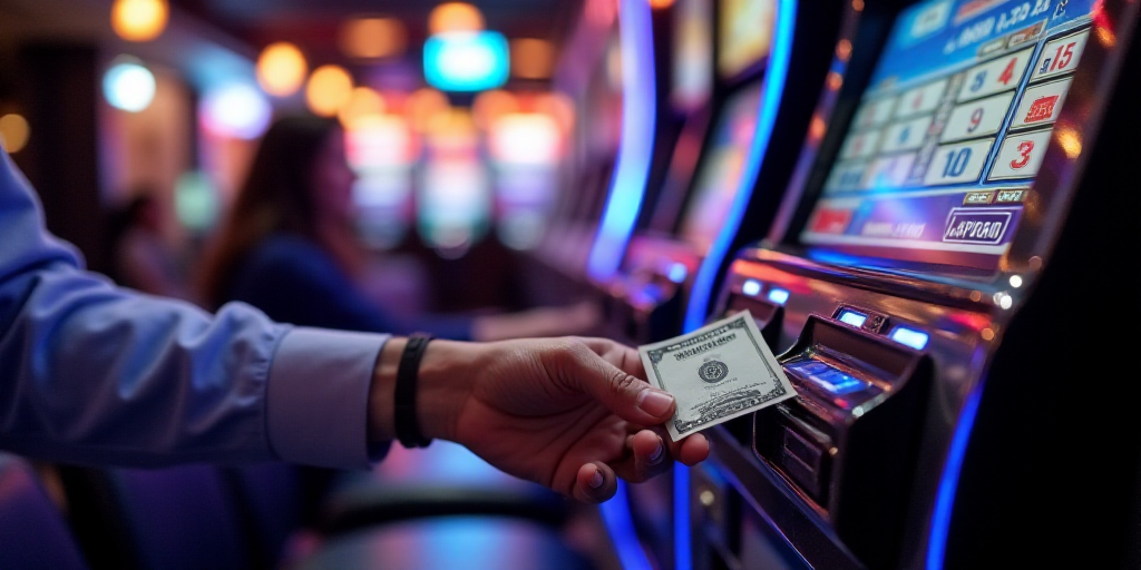 a person is using a machine to pay money for a ride or ride to a casino or casino room, Aquirax Uno,