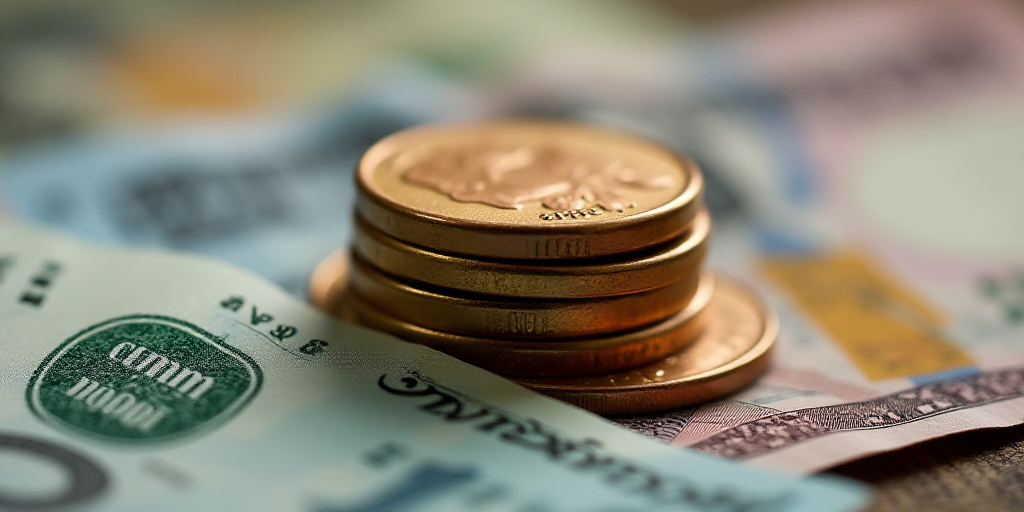 a pile of money with a penny on top of it and a coin on the bottom of the pile, Avgust Černigoj, ma