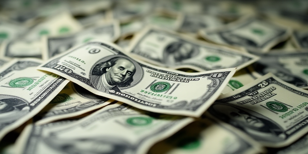 a pile of twenty dollar bills with a lot of money in the background stock photo - 1229999, Andries S