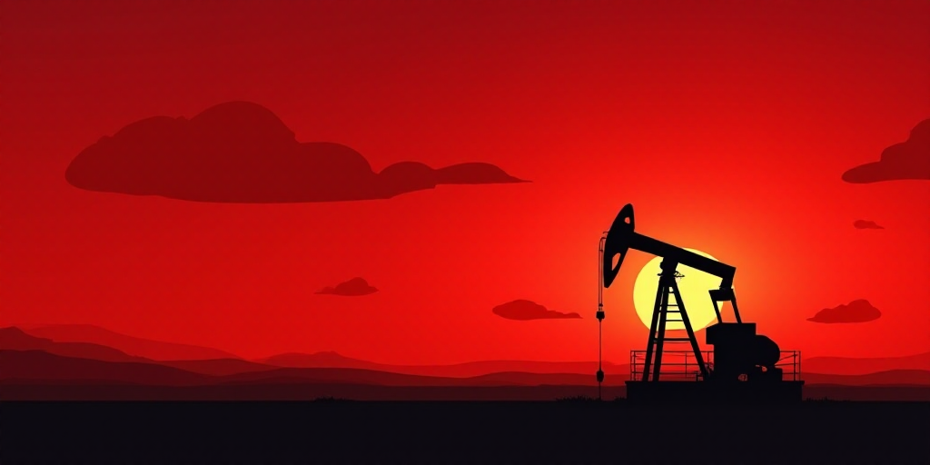 a red sky with a silhouette of an oil pump and a red sky with clouds in the background and a red sky