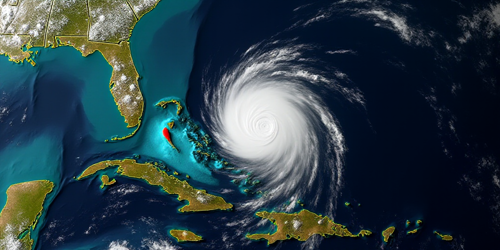 a satellite image of a tropical cyclone in the ocean with a red line indicating the location of the