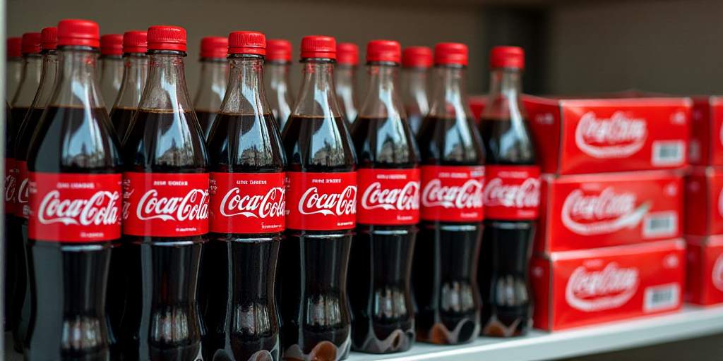 a shelf of coca - cola bottles and boxes of coke on display in a store or storefront window, Dorothy