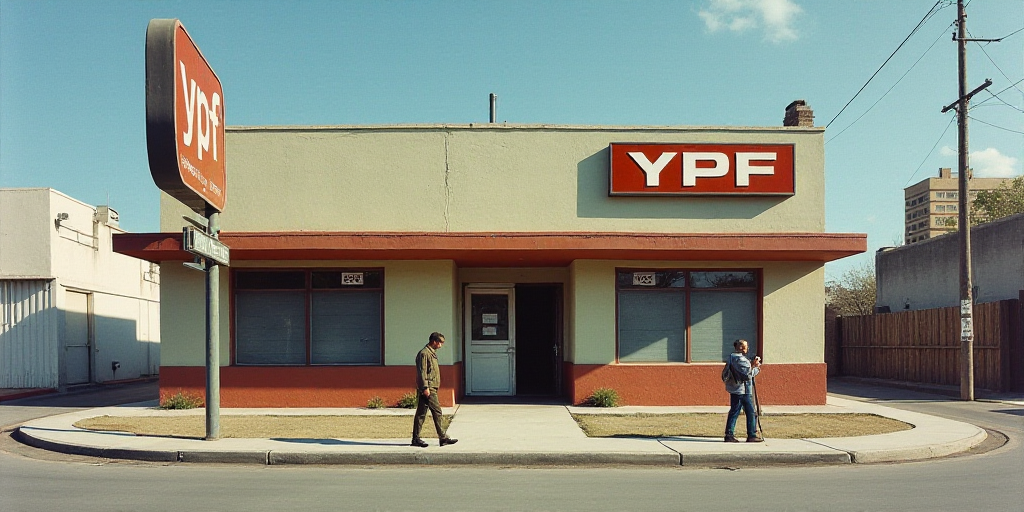 a sign in front of a building that says ypf on it and a parking meter in front of it, Carlos Francis