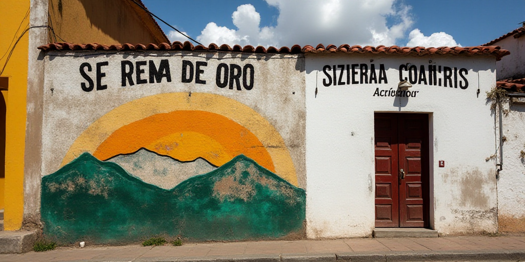 a sign on a building that says se rena de oro in spanish and spanish on the side of the building, Ce