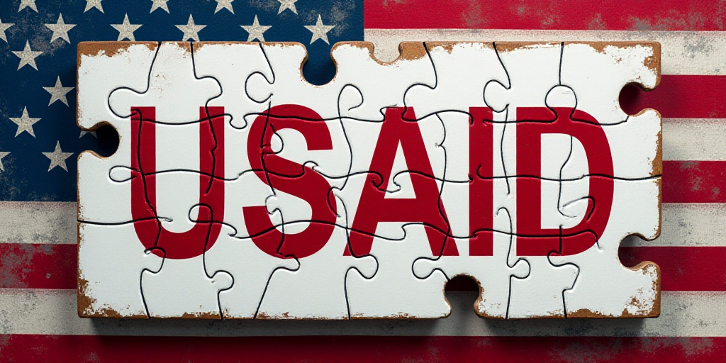 a sign with the words usaid on it in front of a flag of the united states of america, Afewerk Tekle,