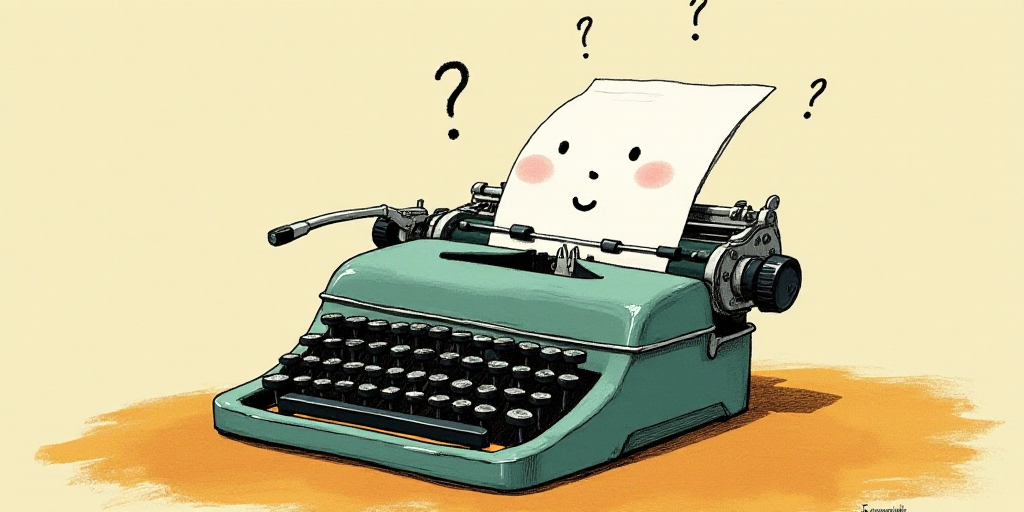 a typewriter with a face drawn on it and a caption for the words opinion and a question, Edward Otho