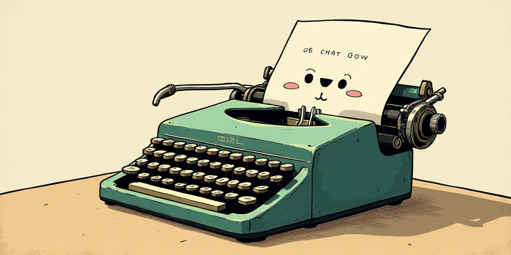a typewriter with a face drawn on it and a caption for the words opinion and a question, Edward Otho
