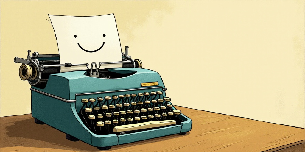 a typewriter with a face drawn on it and a caption for the words opinion and a question, Edward Otho