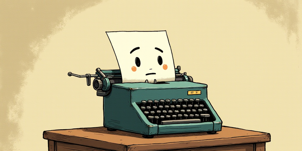 a typewriter with a face drawn on it and a caption for the words opinion and a question, Edward Otho