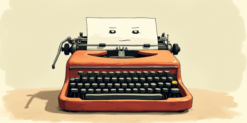 a typewriter with a face drawn on it and a caption for the words opinion and a question, Edward Otho