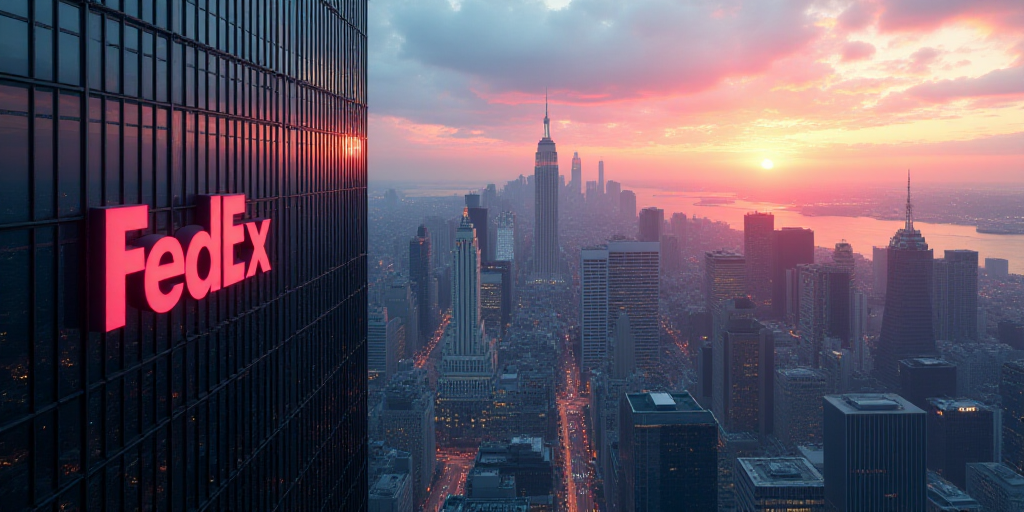 a view of a city from a high rise building with a fedex sign on it's side, Félix Ziem, ultra hd, cy