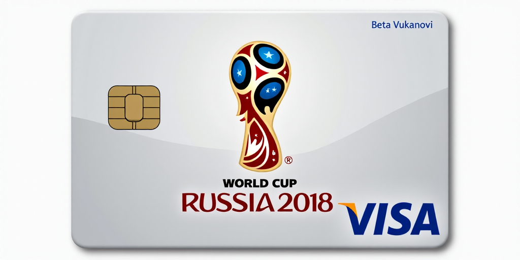 a visa card with the logo of the world cup on it and the words visa on it in blue, Beta Vukanović,