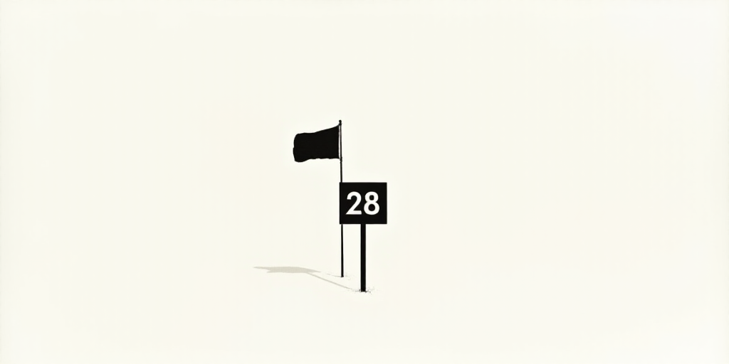 a white background with a black sign and a flag and a flagpole with the number 28 in the middle, Edw