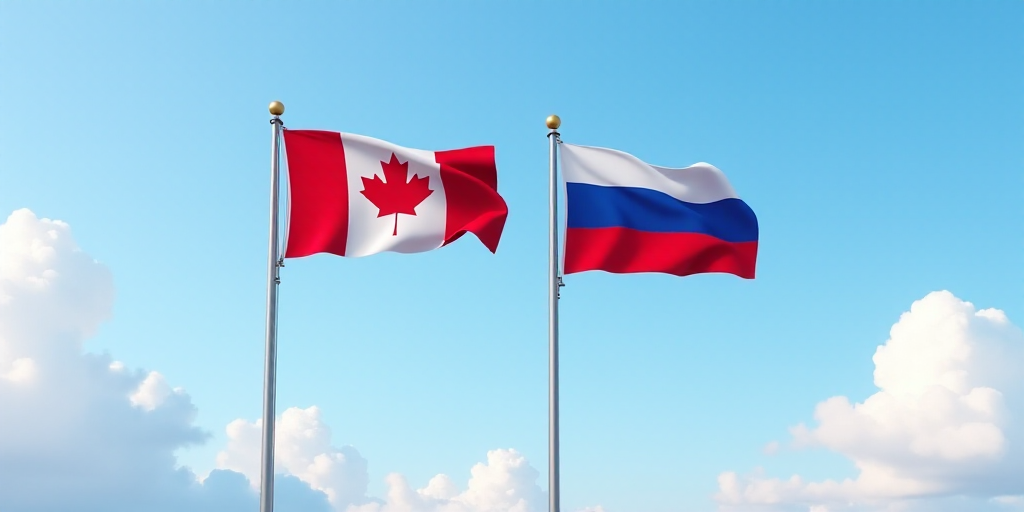 two flags flying in the air with a blue sky in the background with clouds in the background and a bl