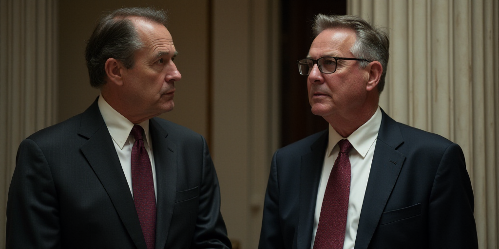 two men in suits and ties one is looking at the camera and the other is looking at the camera, Donal