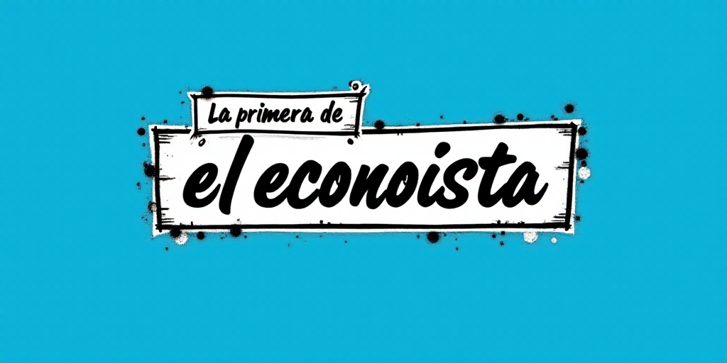a blue background with a white frame and a black and white logo that reads la primera de el economis