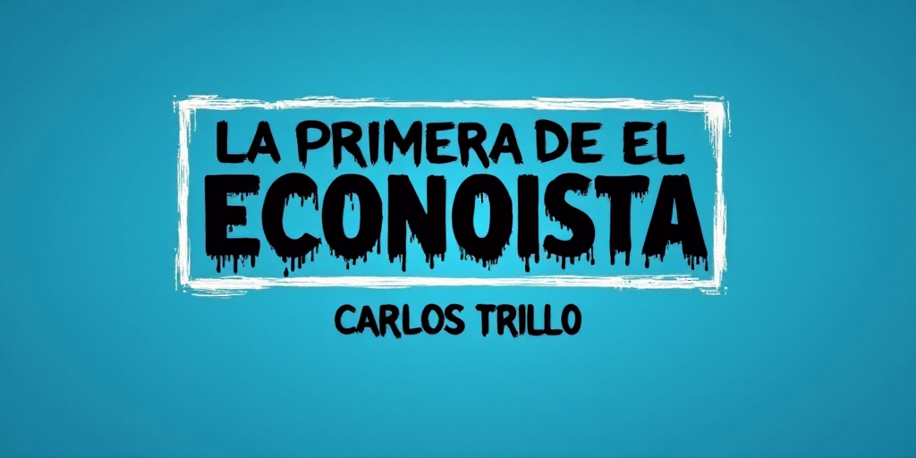 a blue background with a white frame and a black and white logo that reads la primera de el economis