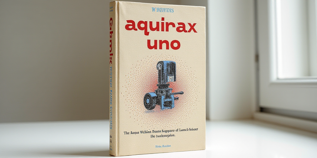 a book cover with a picture of a contraption in red and blue dots on it's cover, Aquirax Uno, book c