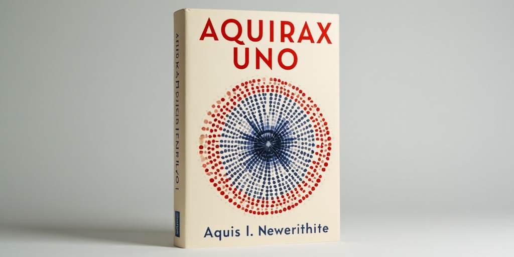a book cover with a picture of a contraption in red and blue dots on it's cover, Aquirax Uno, book c