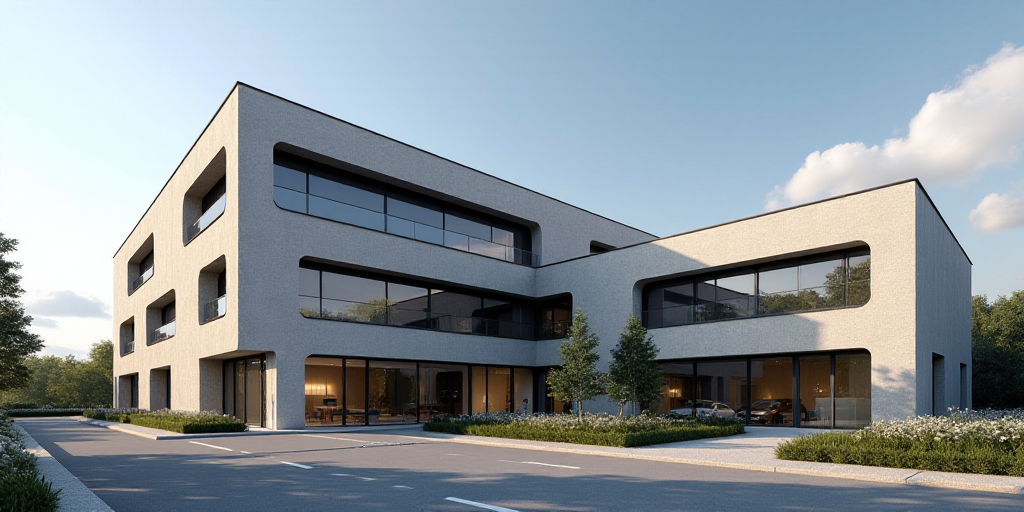 a building with a sign that says intercam and a picture of a building with a sign that says intercam