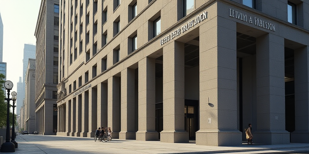 a building with a sign that says department of the treasury on it's side and a clock on the outside