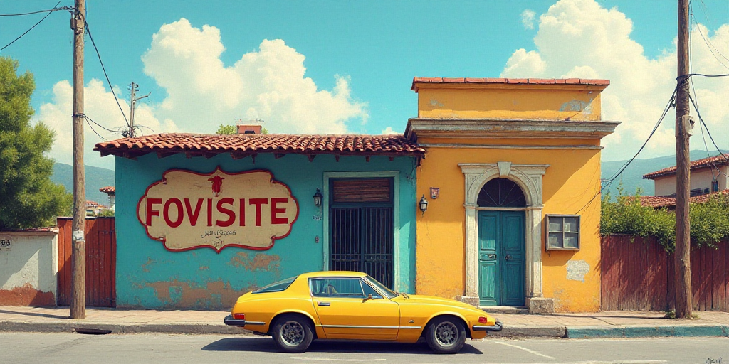 a car parked in front of a building with a sign that says fovissite on it's side, Eduardo Lefebvre S