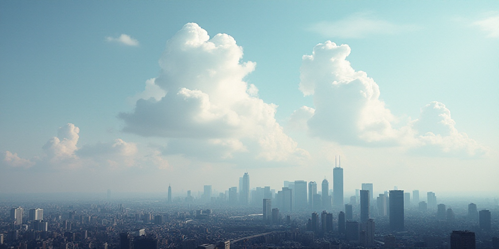 a city skyline with a lot of clouds in the sky and a few buildings in the distance with a few buildi
