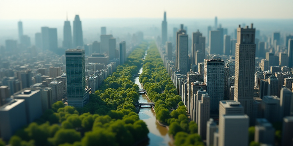 a city with lots of tall buildings and lots of trees in the middle of it, and a large city with lots
