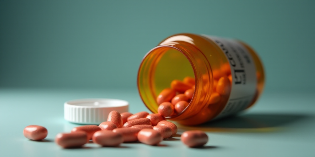 a close up of a bottle of pills with a lot of pills in it and a lot of pills in the bottle, Dr. Atl,