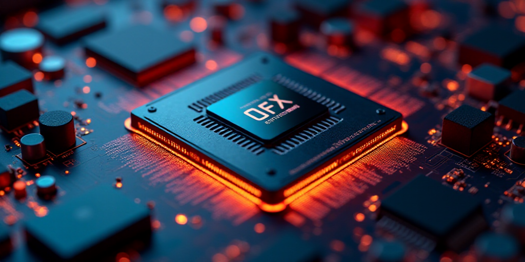 a close up of a cpu chip on a computer board with a chip chip on it's side, Andries Stock, rtx on, a