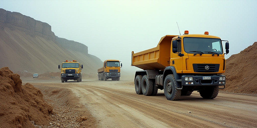 a construction site with a construction truck and a construction truck in the background and a const