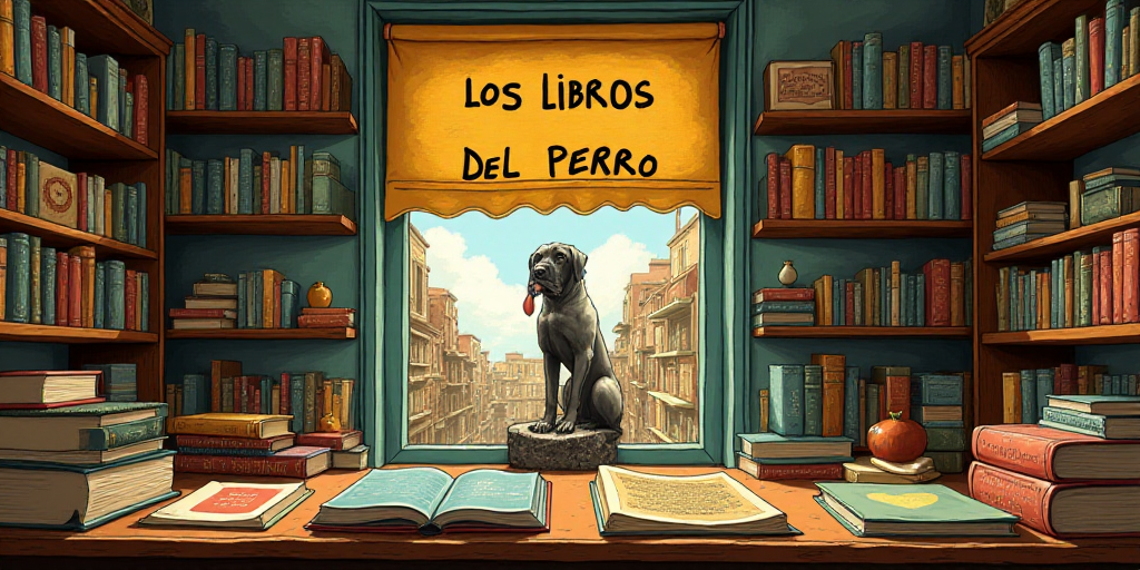 a display of books and other items in a room with a sign that says los libros del perro editorial, D