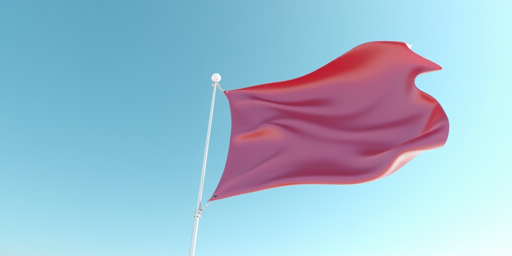 a flag and a computer logo flying side by side in the air with a blue sky in the background, Dahlov