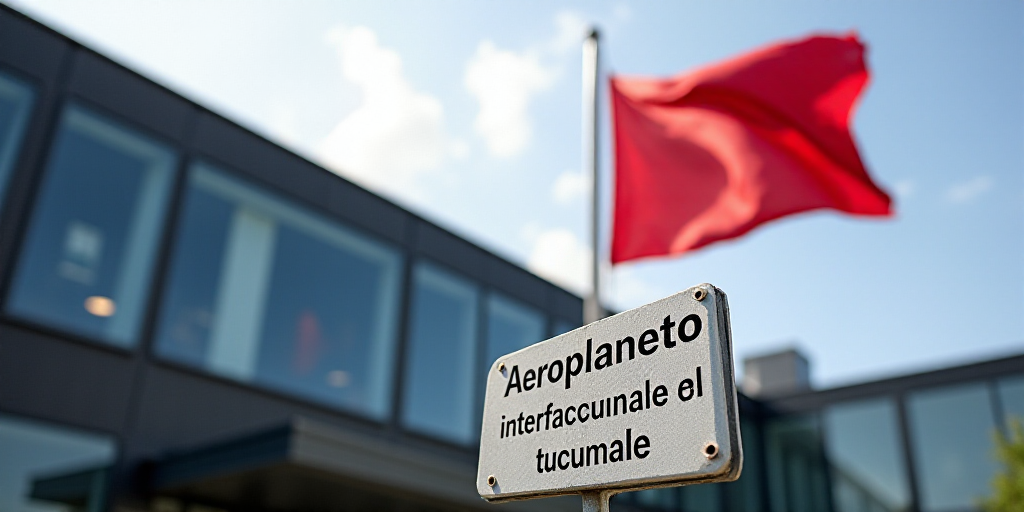a flag flying in front of a building with a sign in front of it that says aeroplaneto interfaccinale