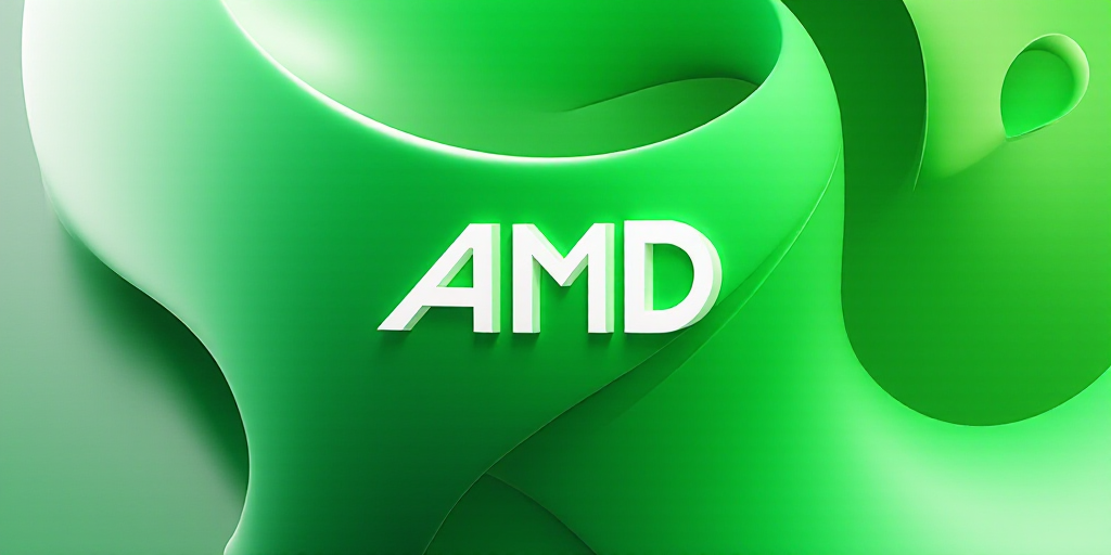 a green and white abstract background with the word amd on it's side and a green and white logo, And