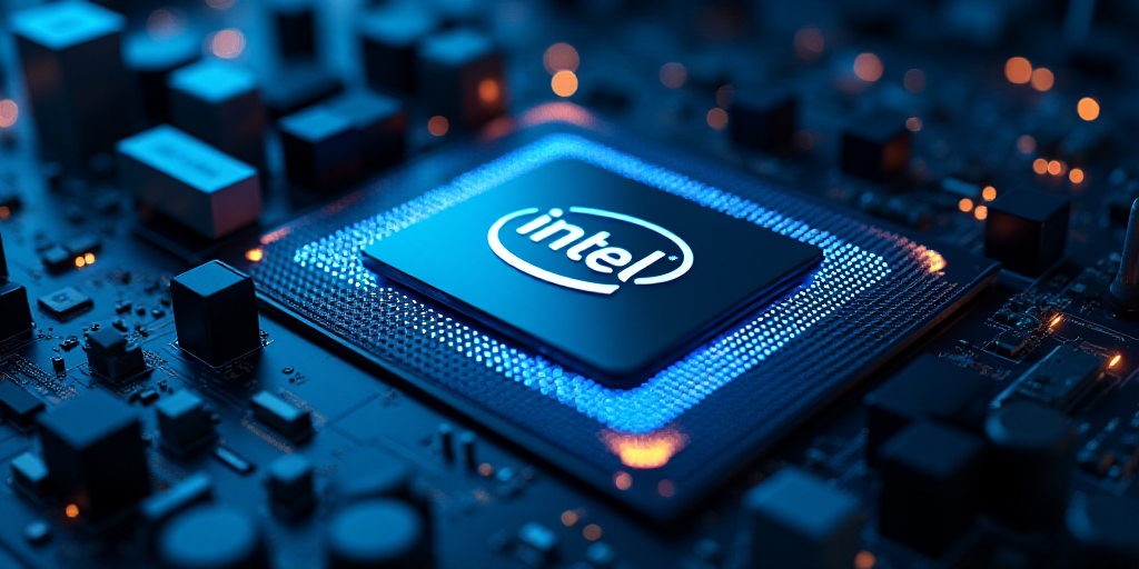 a intel logo is displayed on a computer motherboard in this picture illustration taken in this pictu