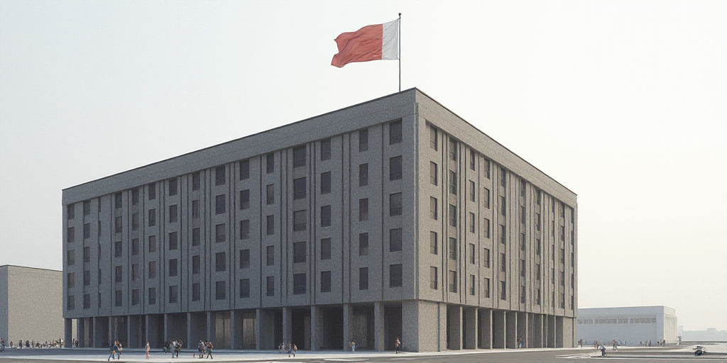 a large building with a flag on top of it's roof and a flagpole on top of it, Bracha L. Ettinger, tu