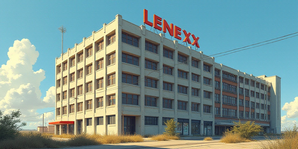 a large building with a sign on top of it that says lenexx on the side of it, Félix Ziem, oil, a di